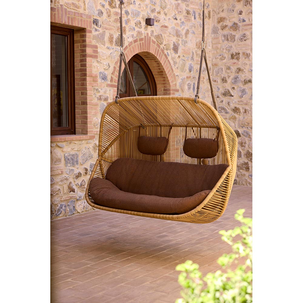 Hive Outdoor 2 Seater Sofa - Taupe Cushions, Teak Base | Rouse Home