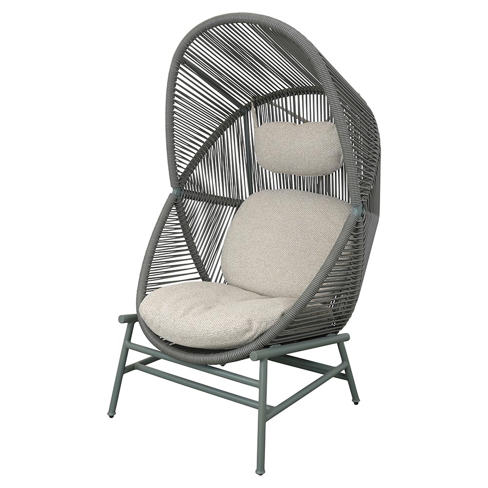 Hive Outdoor Chair - Desert Sand Cushions, Dusty Green Weave Chair, Dusty Green Aluminum Base
