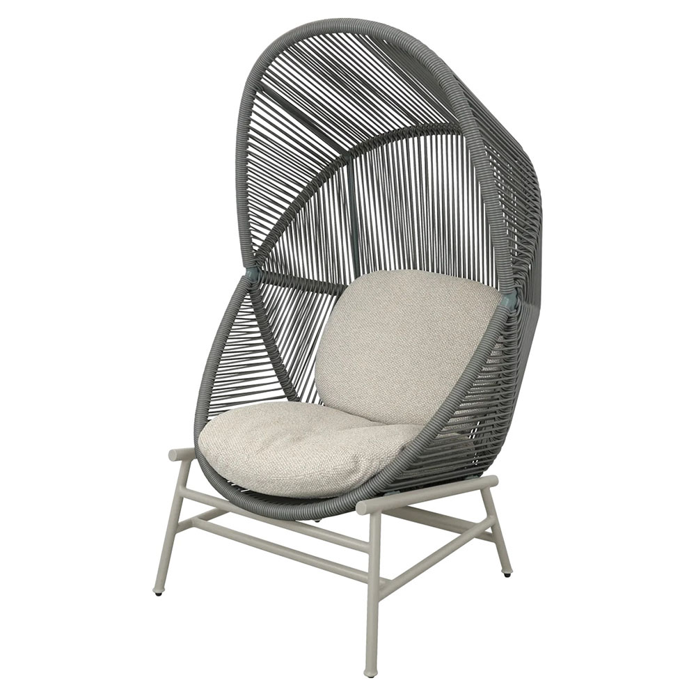 Hive Outdoor Chair - Desert Sand Cushions, Dusty Green Weave Chair, Sand Aluminum Base