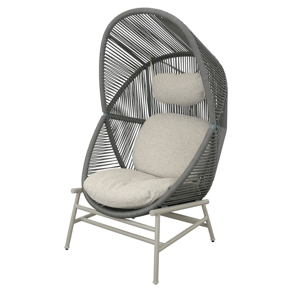 Hive Outdoor Chair - Desert Sand Cushions, Dusty Green Weave Chair, Sand Aluminum Base