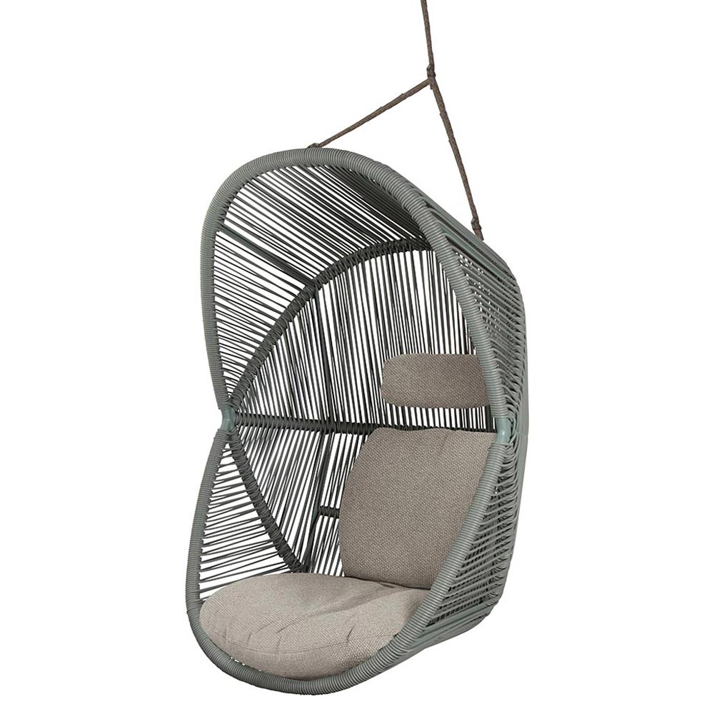Hive Outdoor Chair - Desert Sand Cushions, Dusty Green Weave Chair, Taupe Rope Suspension