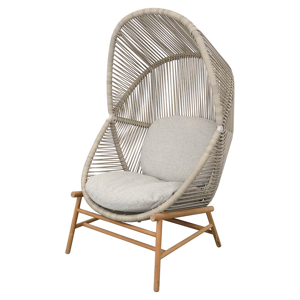 Hive Outdoor Chair - Desert Sand Cushions, Sand Weave Chair, Teak Base