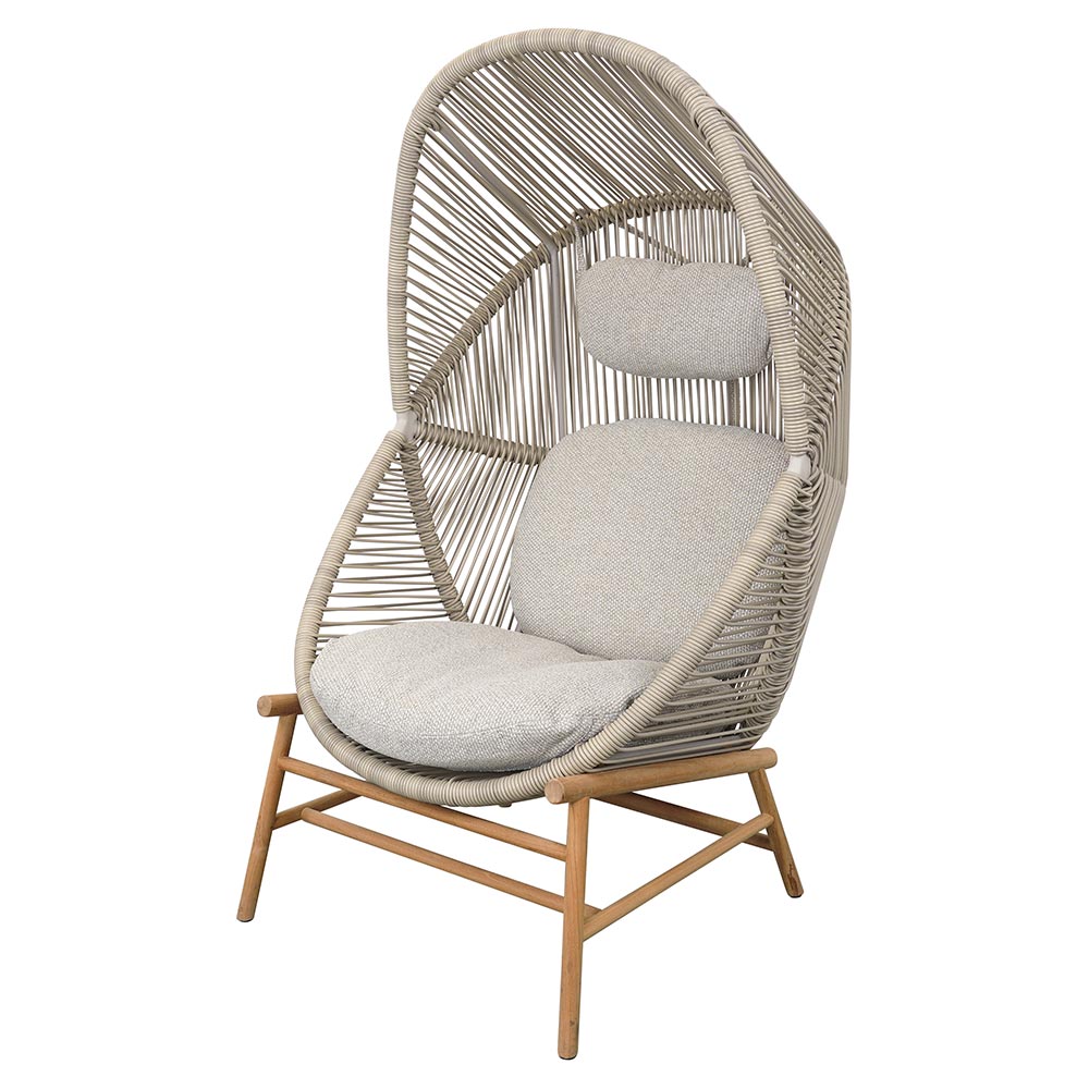 Hive Outdoor Chair - Desert Sand Cushions, Sand Weave Chair, Teak Base