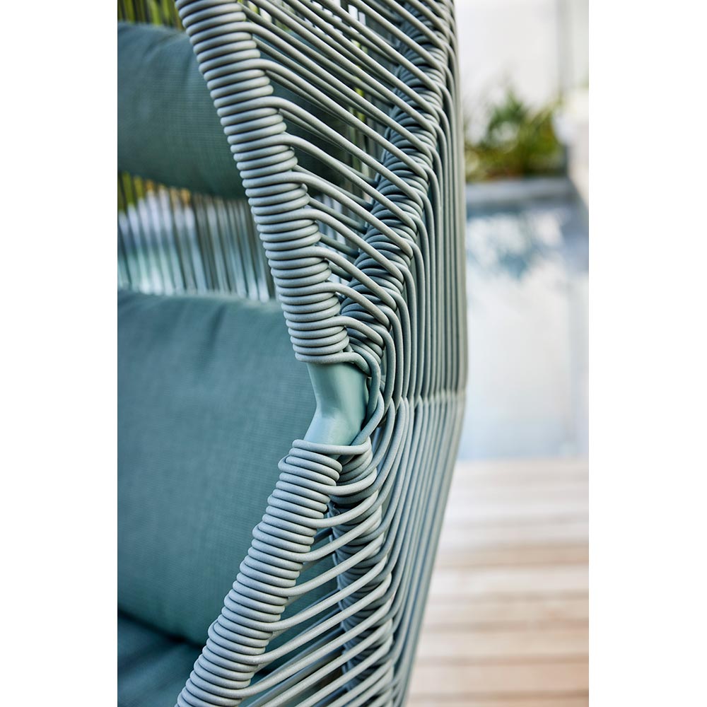 Hive Outdoor Chair - Desert Sand Cushions, Sand Weave Chair, Teak Base