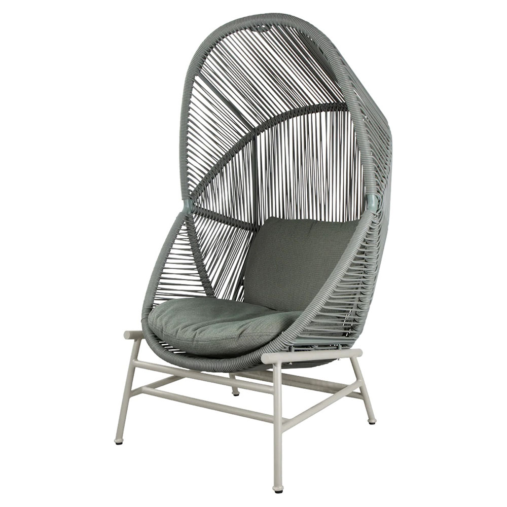 Hive Outdoor Chair - Light Green Cushions, Dusty Green Weave Chair, Sand Aluminum Base