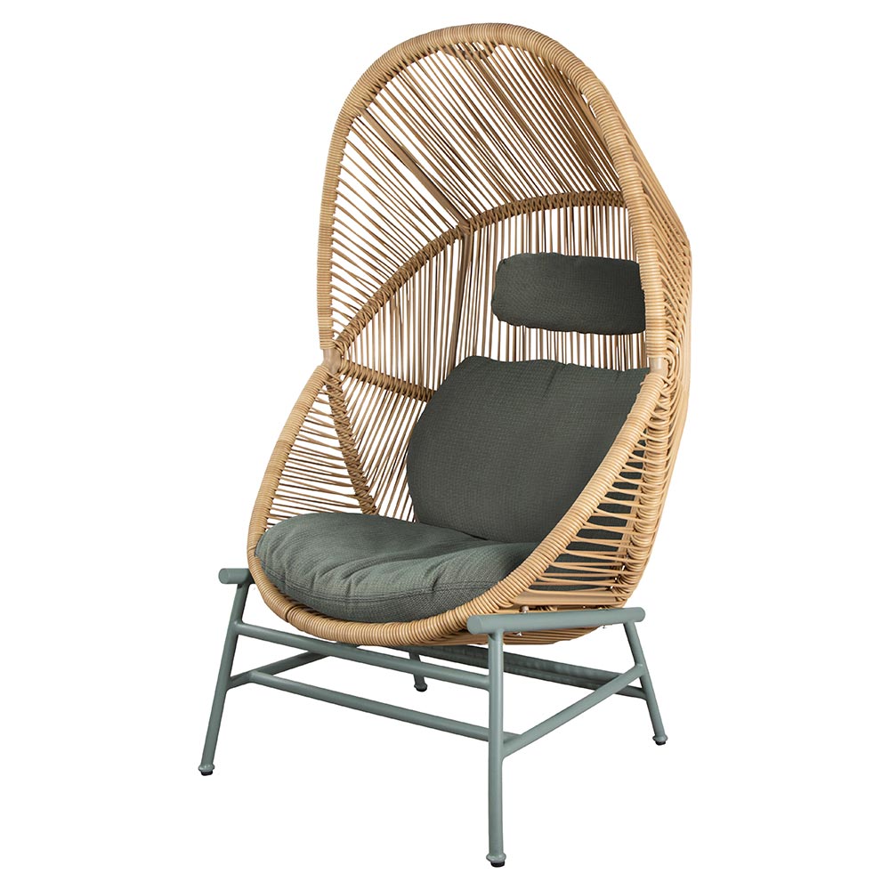 Hive Outdoor Chair - Light Green Cushions, Natural Weave Chair, Dusty Green Aluminum Base | Rouse Home