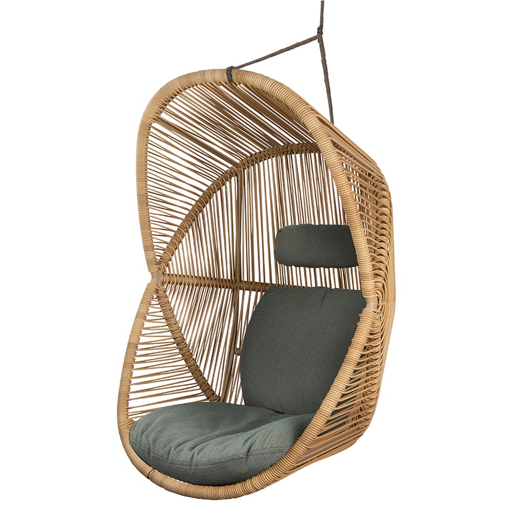 Hive Outdoor Chair - Light Green Cushions, Natural Weave Chair, Taupe Rope Suspension | Rouse Home