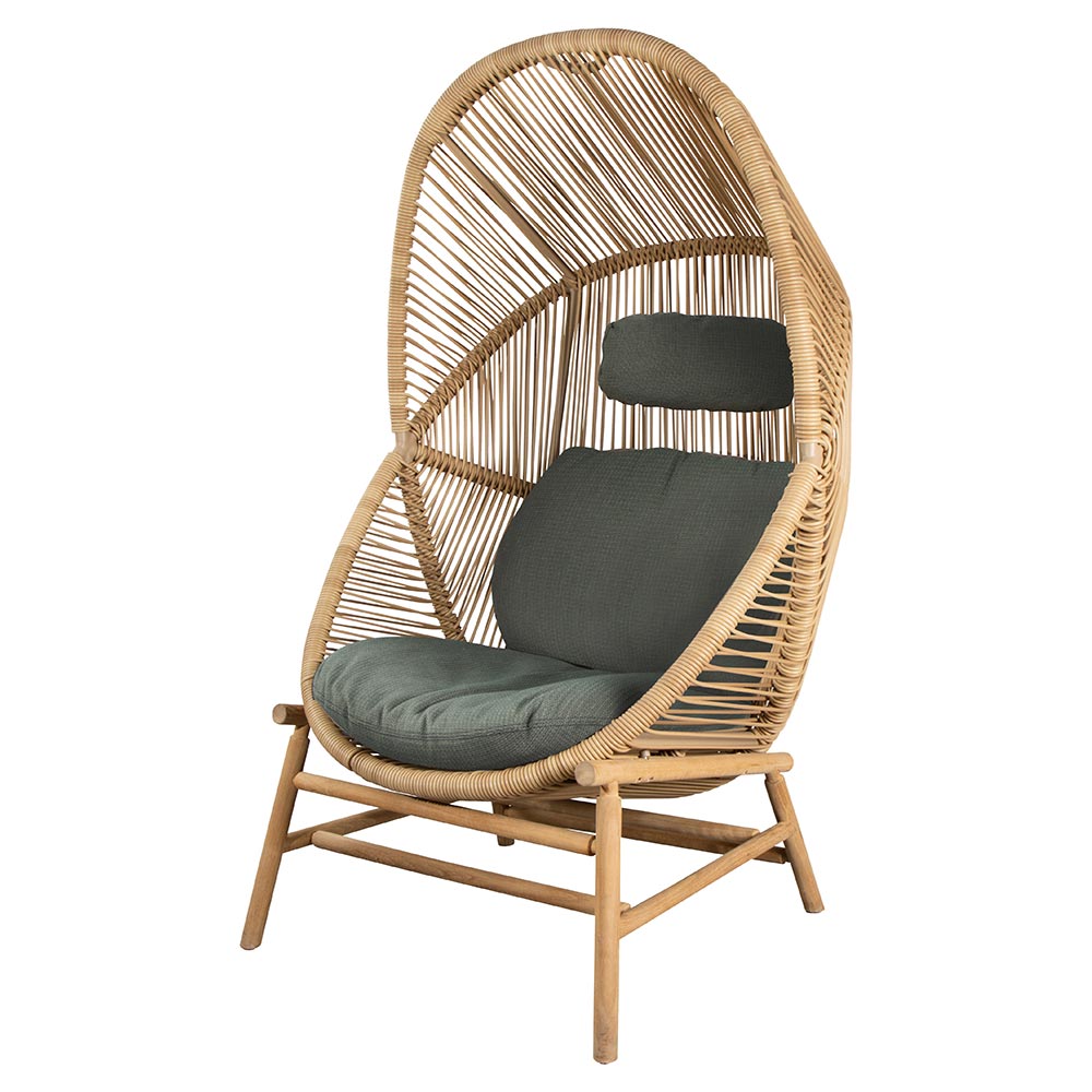 Hive Outdoor Chair Light Green Cushions Natural Weave Chair Teak Base 2 | Rouse Home