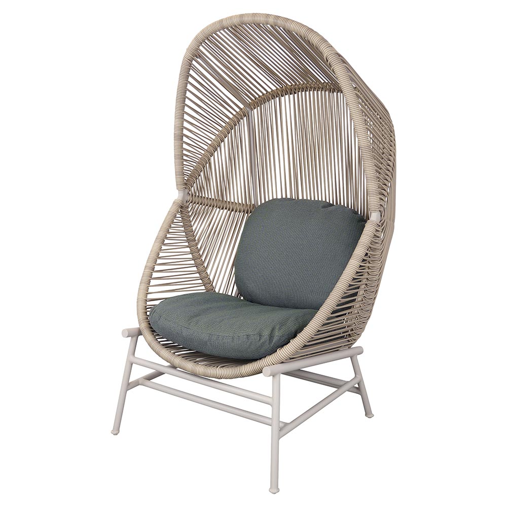 Hive Outdoor Chair - Light Green Cushions, Sand Weave Chair, Sand Aluminum Base