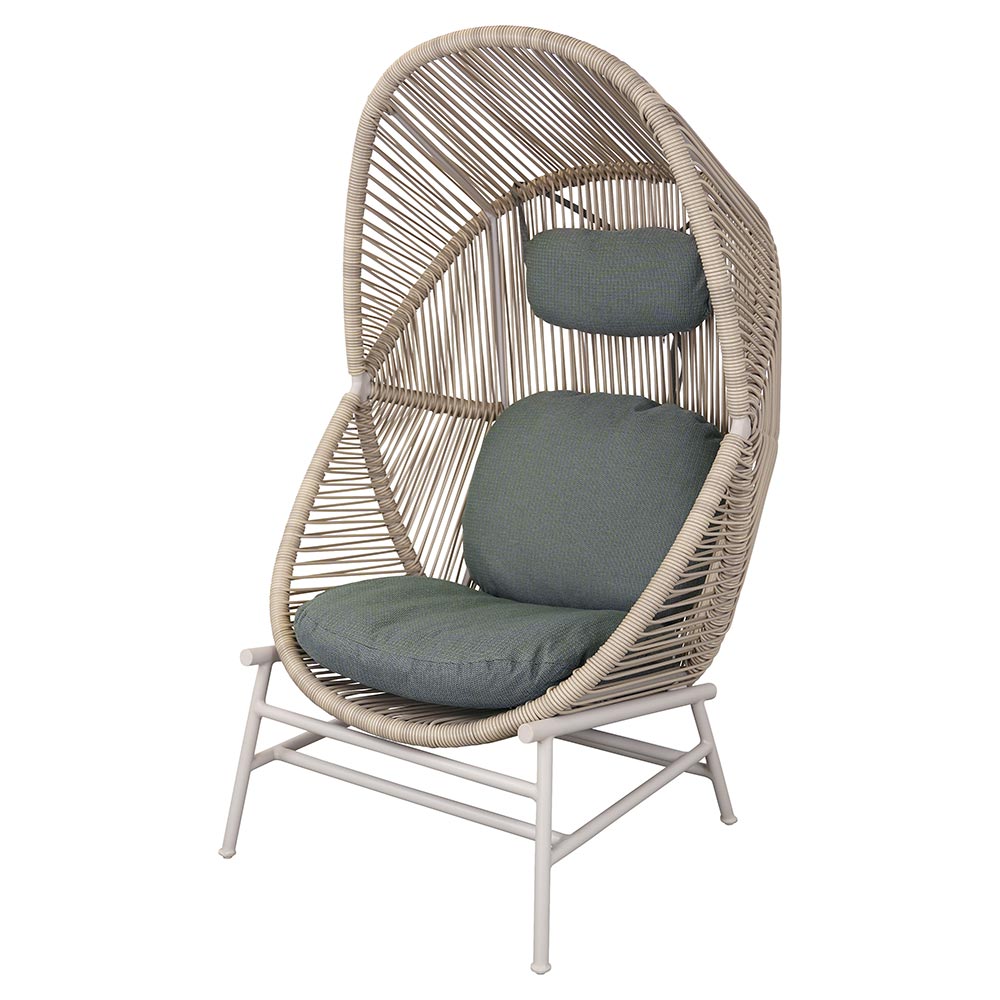 Hive Outdoor Chair - Light Green Cushions, Sand Weave Chair, Sand Aluminum Base