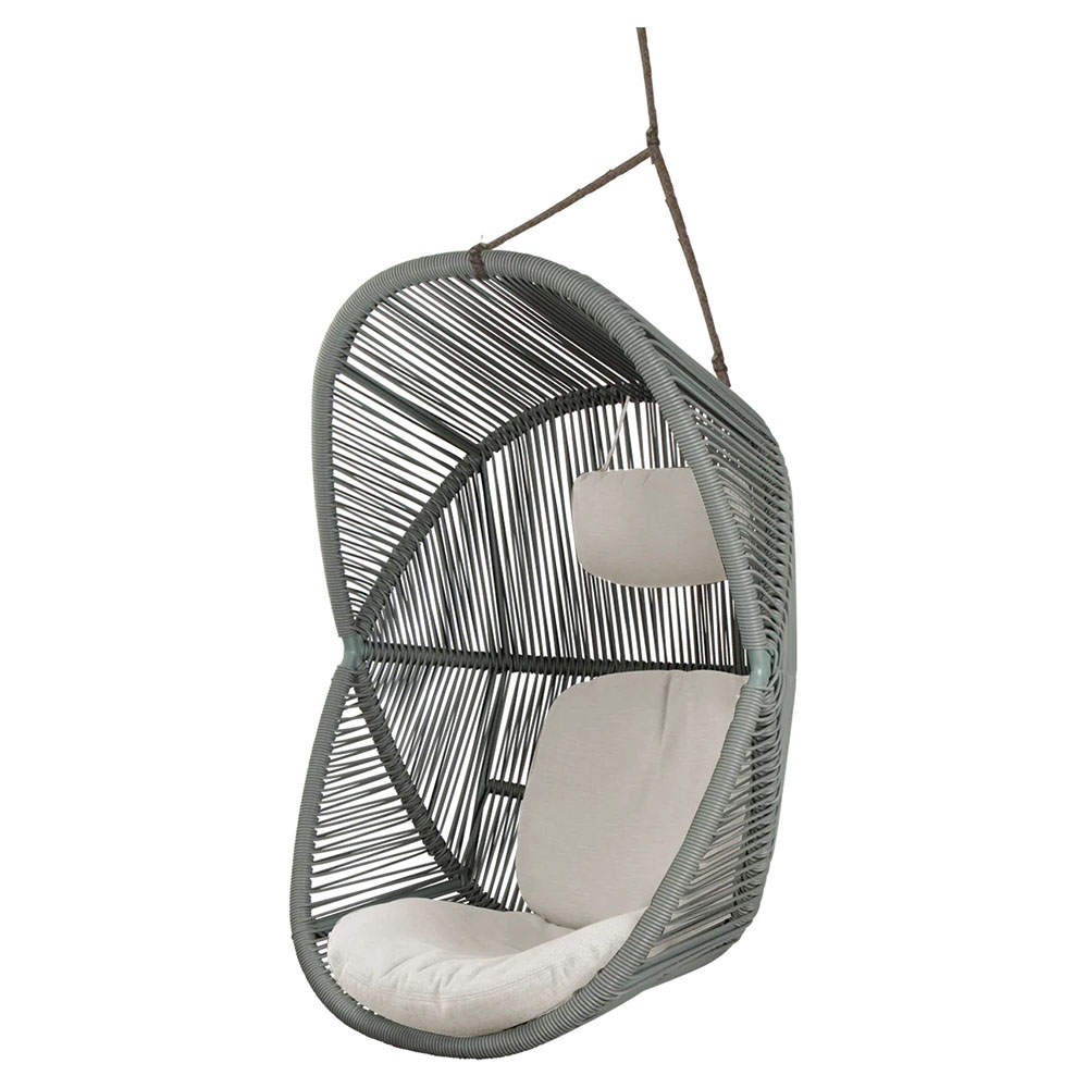 Hive Outdoor Chair - Sand Cushions, Dusty Green Weave Chair, Taupe Rope Suspension | Rouse Home