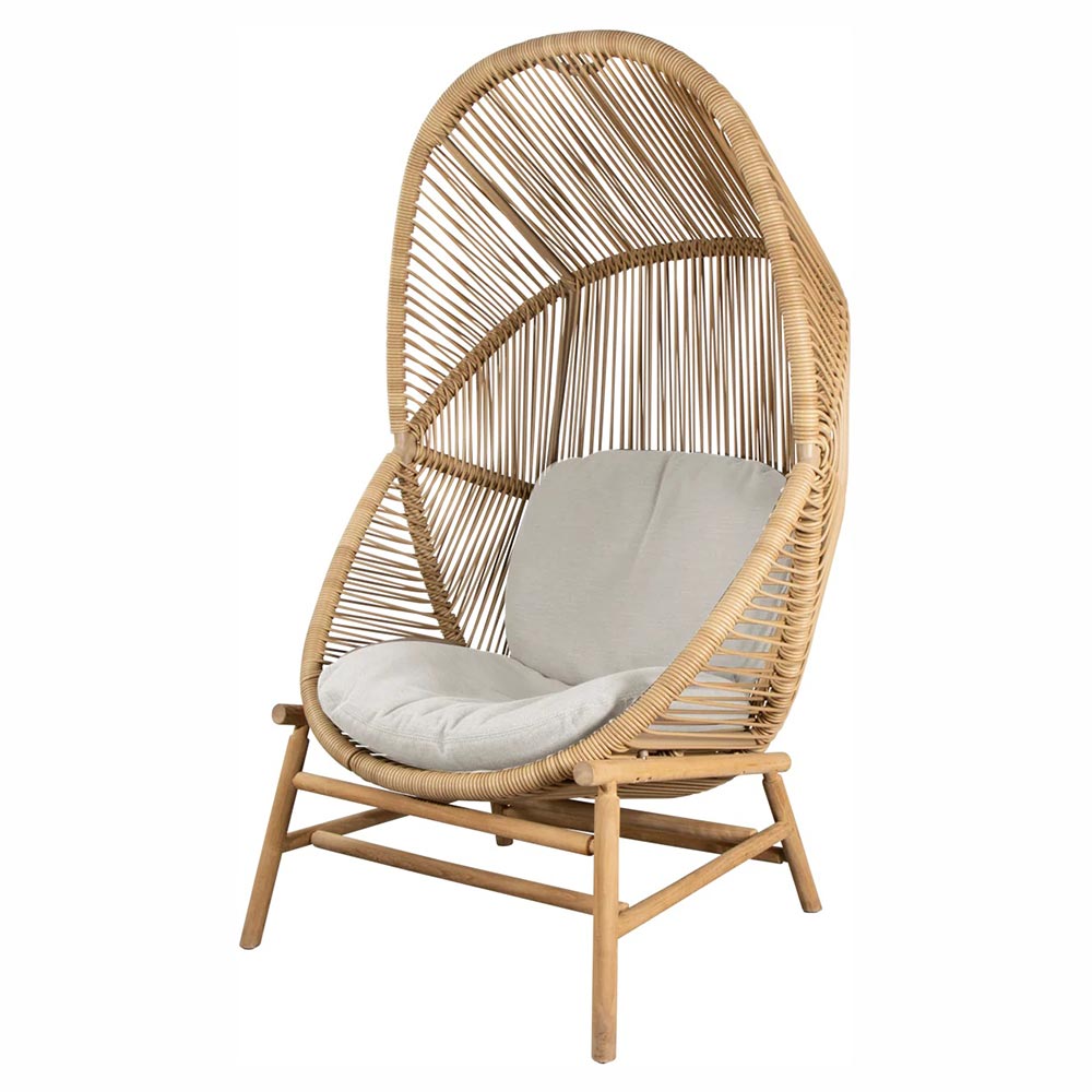 Hive Outdoor Chair Sand Cushions Natural Weave Chair Teak Base 1 | Rouse Home
