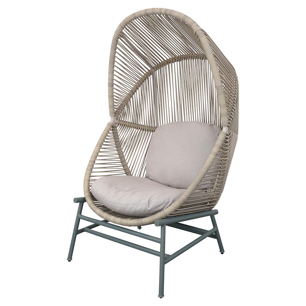 Hive Outdoor Chair - Sand Cushions, Sand Weave Chair, Dusty Green Aluminum Base | Rouse Home