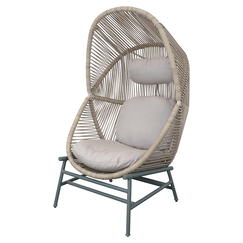 Hive Outdoor Chair - Sand Cushions, Sand Weave Chair, Dusty Green Aluminum Base | Rouse Home
