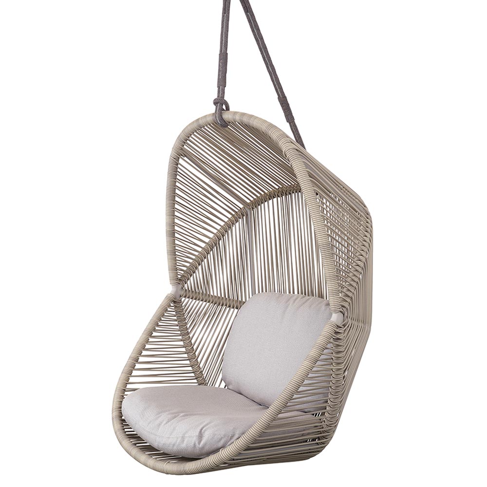 Hive Outdoor Chair - Sand Cushions, Sand Weave Chair, Taupe Rope Suspension