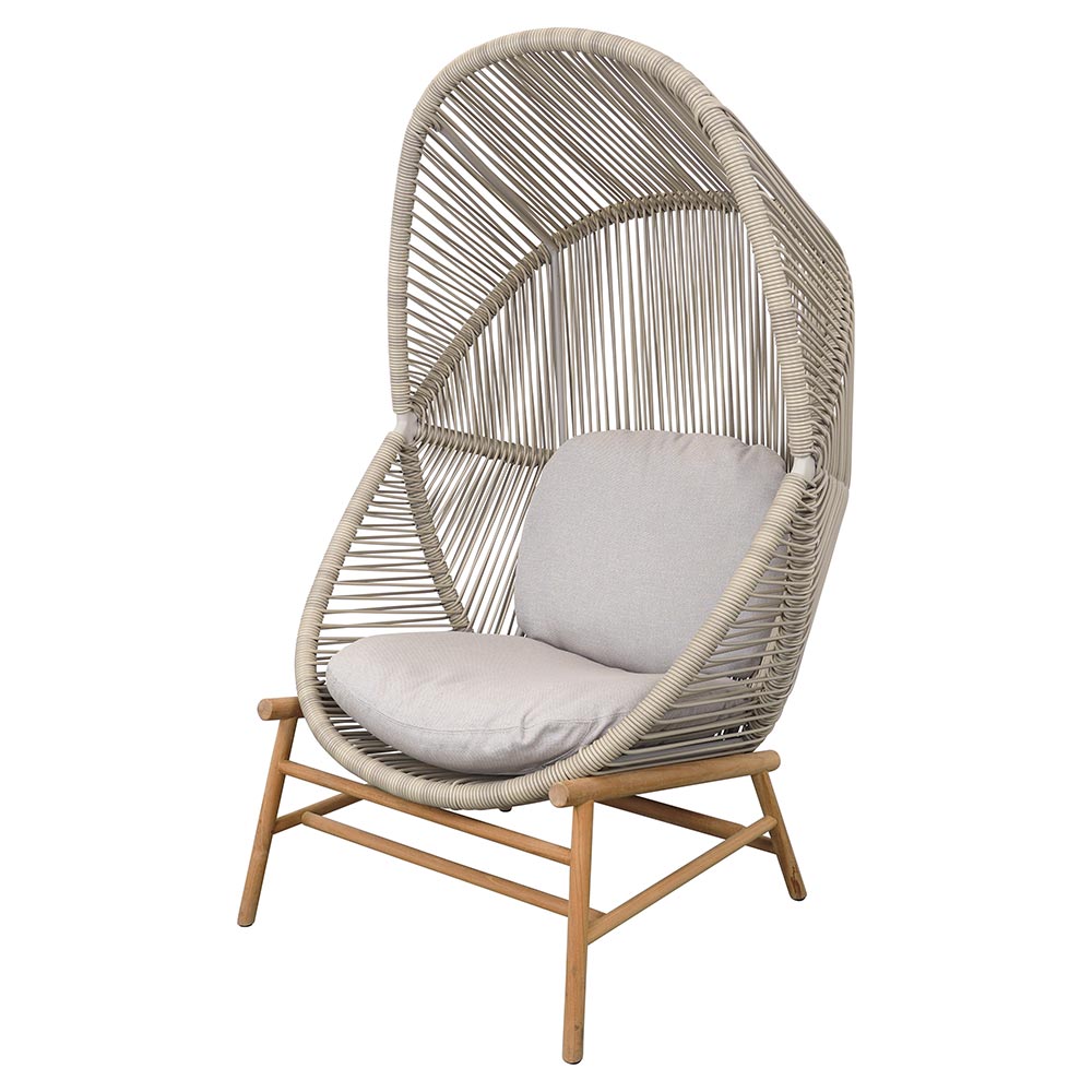 Hive Outdoor Chair - Sand Cushions, Sand Weave Chair, Teak Base