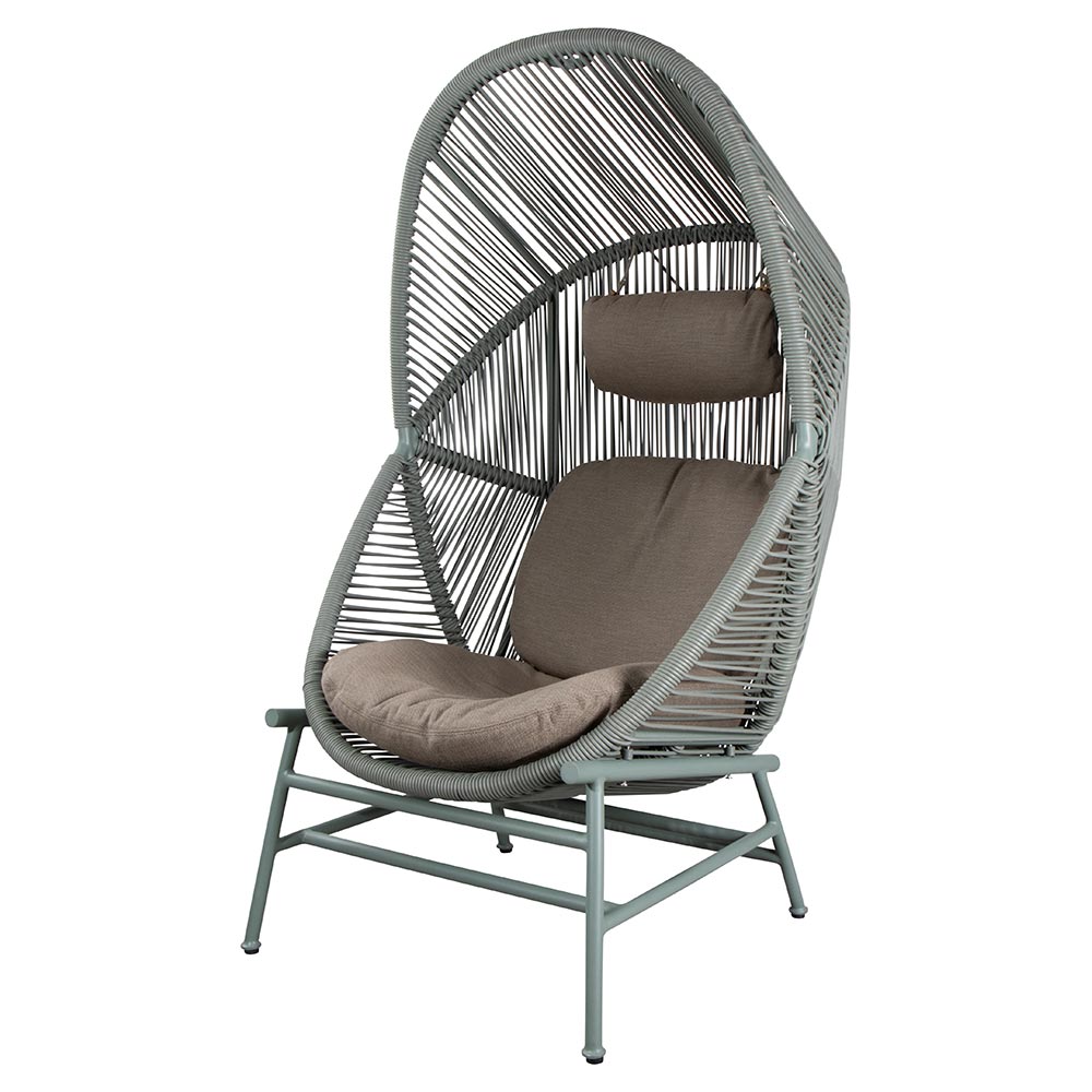 Hive Outdoor Chair - Taupe Cushions, Dusty Green Weave Chair, Dusty Green Aluminum Base | Rouse Home