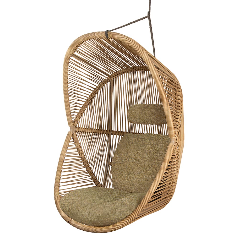 Hive Outdoor Chair - Turmeric Yellow Cushions, Natural Weave Chair, Taupe Rope Suspension | Rouse Home