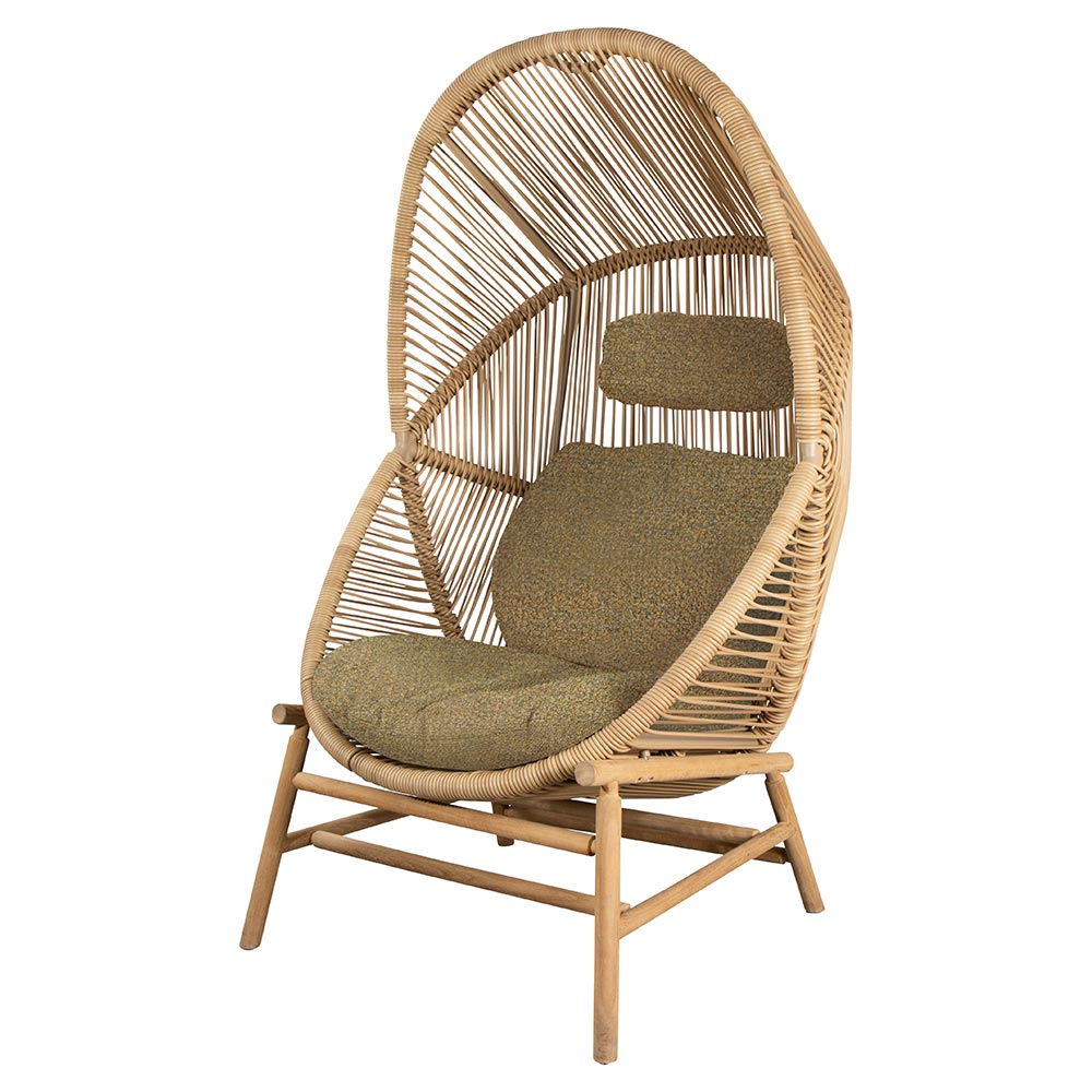Hive Outdoor Chair Turmeric Yellow Cushions Natural Weave Chair Teak Base 2 | Rouse Home