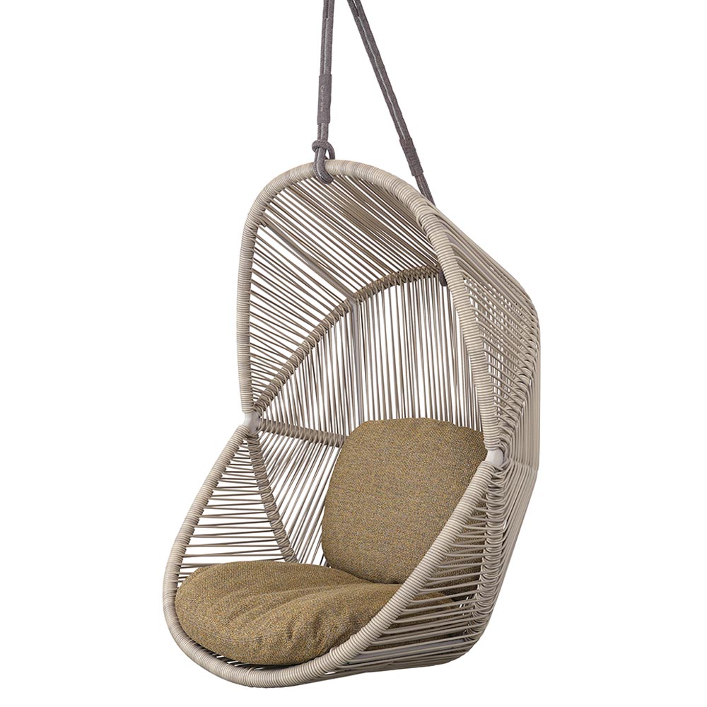 Hive Outdoor Chair - Turmeric Yellow Cushions, Sand Weave Chair, Taupe Rope Suspension