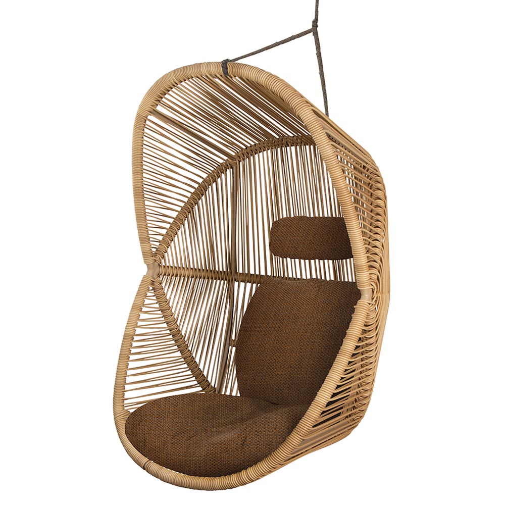 Hive Outdoor Chair - Umber Brown Cushions, Natural Weave Chair, Taupe Rope Suspension | Rouse Home