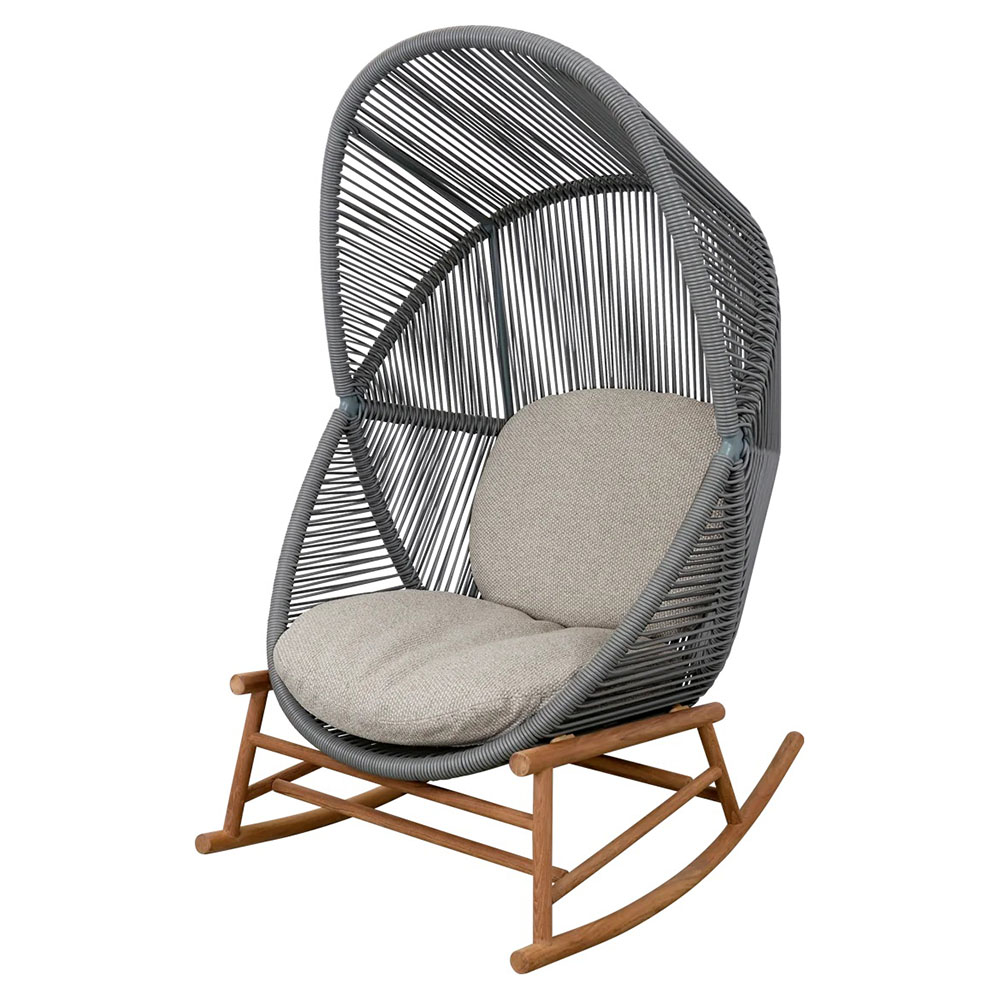 Hive Outdoor Rocking Chair - Light Brown Cushions, Dusty Green Frame