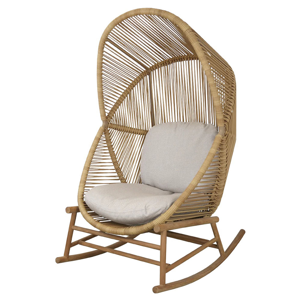 Hive Outdoor Rocking Chair - Sand Cushions, Natural Frame