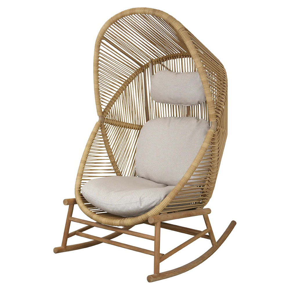 Hive Outdoor Rocking Chair - Sand Cushions, Natural Frame