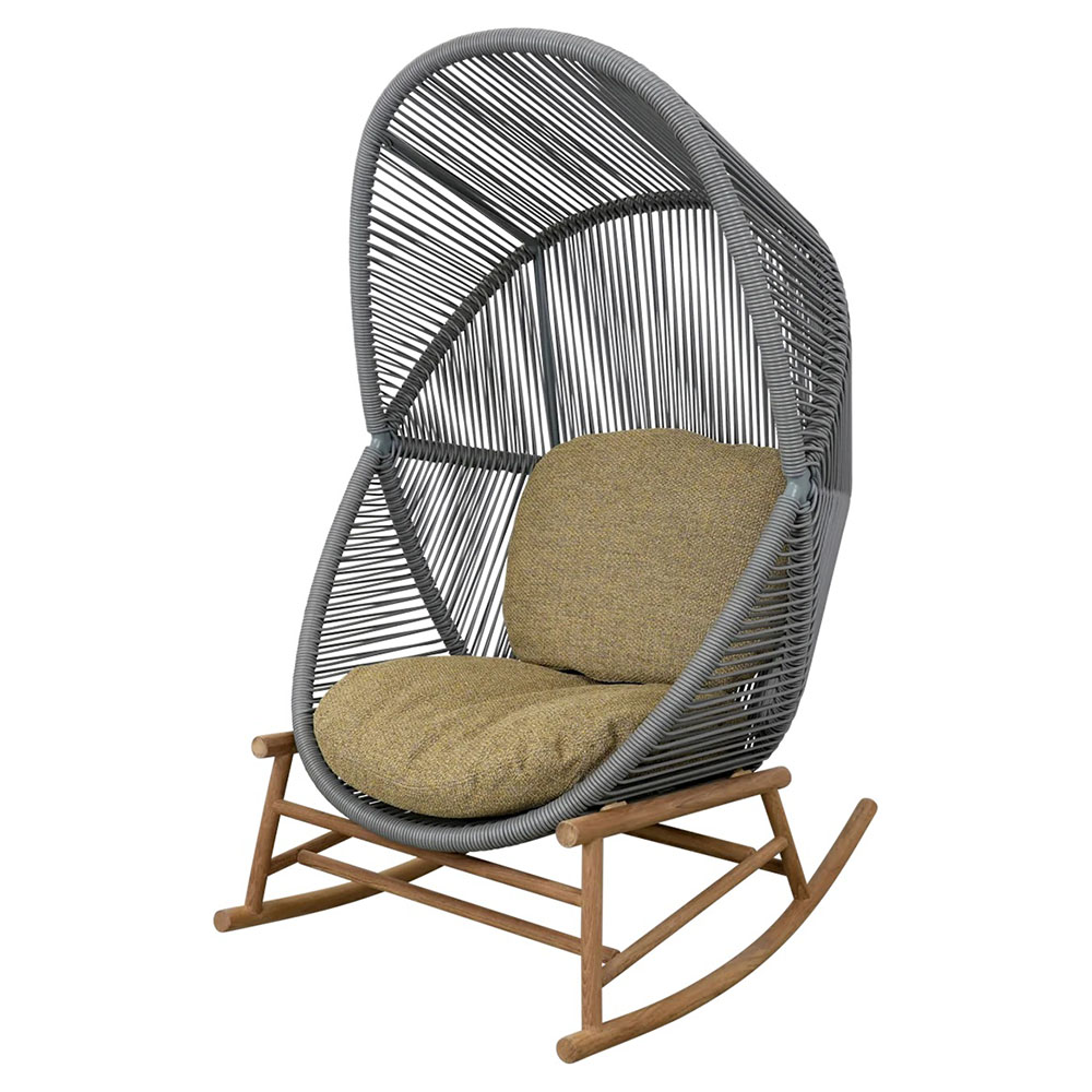 Hive Outdoor Rocking Chair - Turmeric Yellow Cushions, Dusty Green Frame