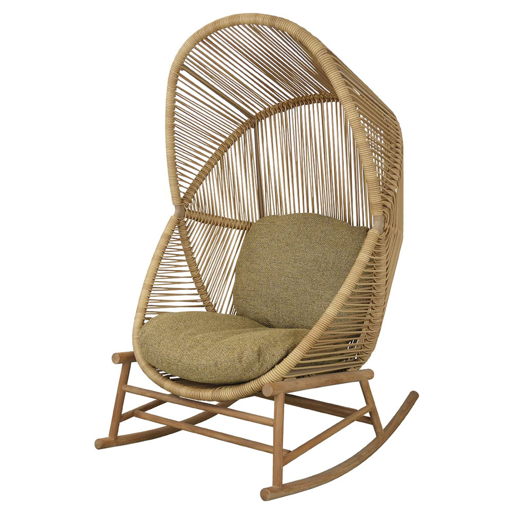 Hive Outdoor Rocking Chair - Turmeric Yellow Cushions, Natural Frame