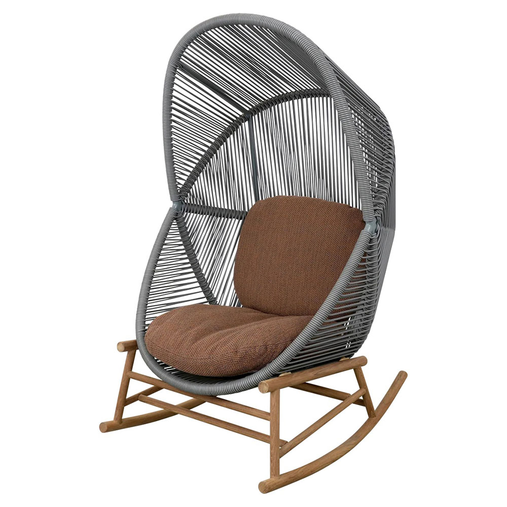 Hive Outdoor Rocking Chair - Umber Brown Cushions, Dusty Green Frame