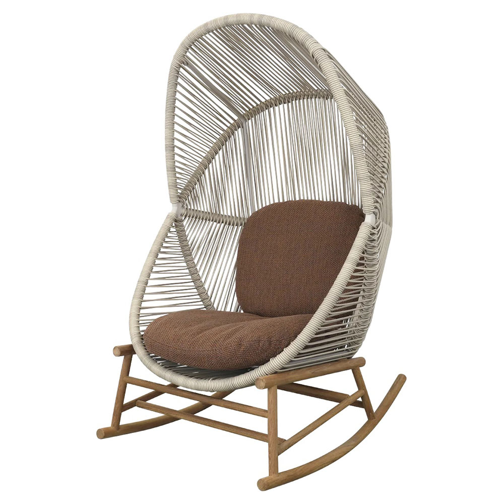 Hive Outdoor Rocking Chair - Umber Brown Cushions, Sand Frame