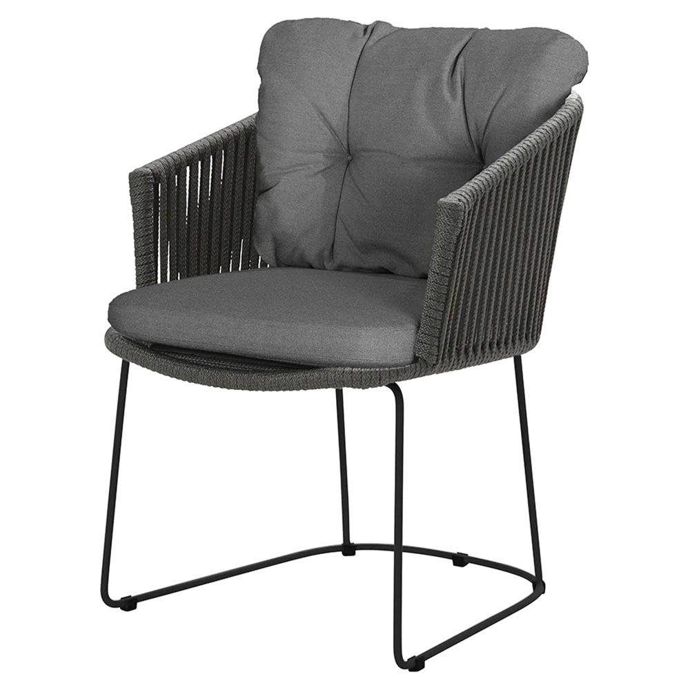 Moments Outdoor Chair - Gray Natte Cushions With Buttons, Dark Gray Rope Frame | Rouse Home
