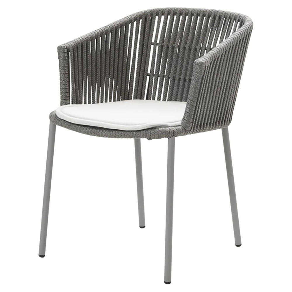 Moments Outdoor Stackable Chair - White Seat Cushion, Gray Rope Frame | Rouse Home