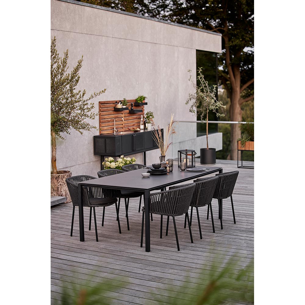 Moments Outdoor Stackable Chair - White Seat Cushion, Gray Rope Frame | Rouse Home