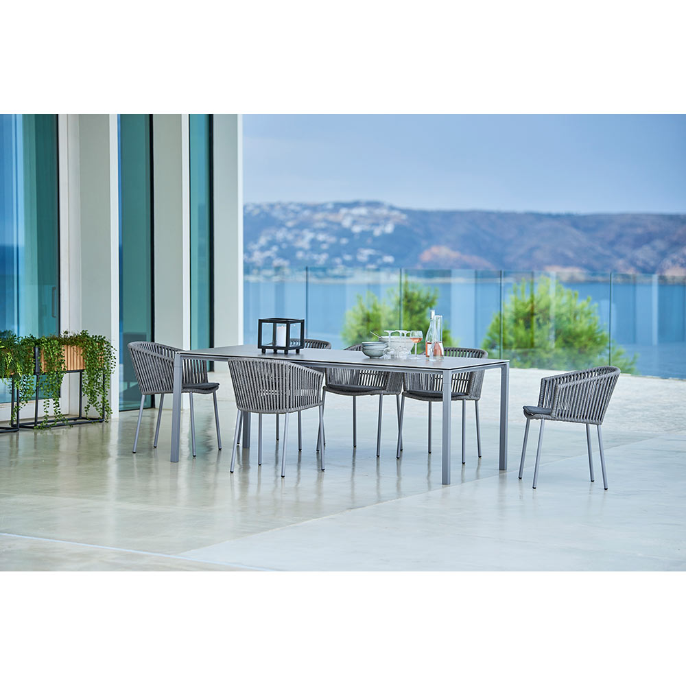 Moments Outdoor Stackable Chair - White Seat Cushion, Gray Rope Frame | Rouse Home