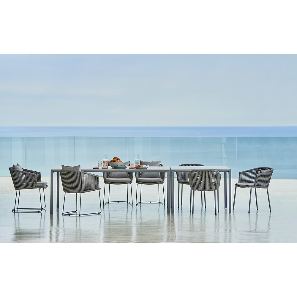 Moments Outdoor Stackable Chair - White Seat Cushion, Gray Rope Frame | Rouse Home