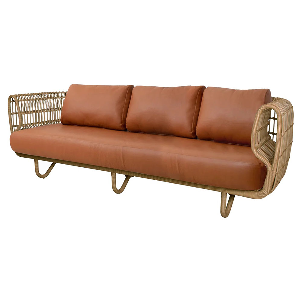 Nest 3 Seater Sofa - Cognac Leather Cushions | Rouse Home