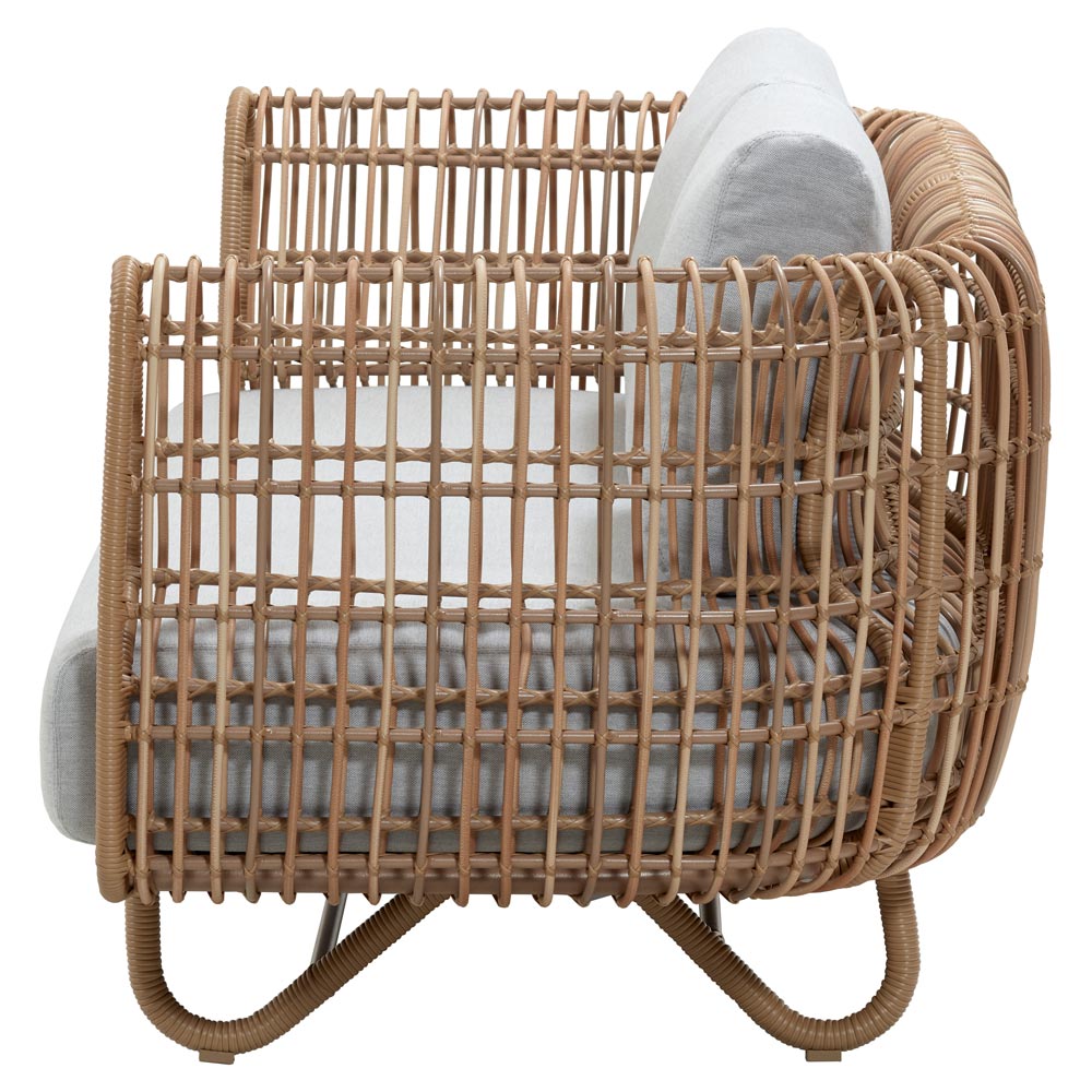 Nest Outdoor 2 Seater Sofa - Light Gray Cushions, Natural Weave Frame | Rouse Home