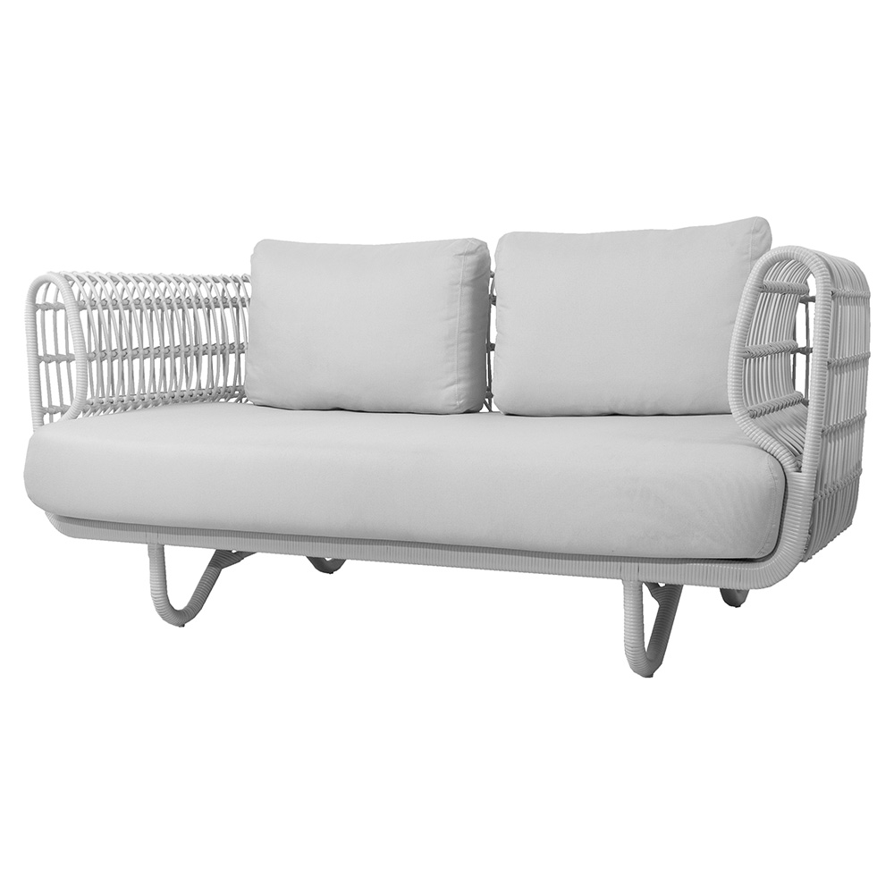 Nest Outdoor 2 Seater Sofa - White Cushions, White Weave Frame | Rouse Home