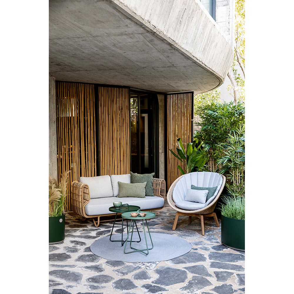 Nest Outdoor 2 Seater Sofa - White Cushions, White Weave Frame | Rouse Home