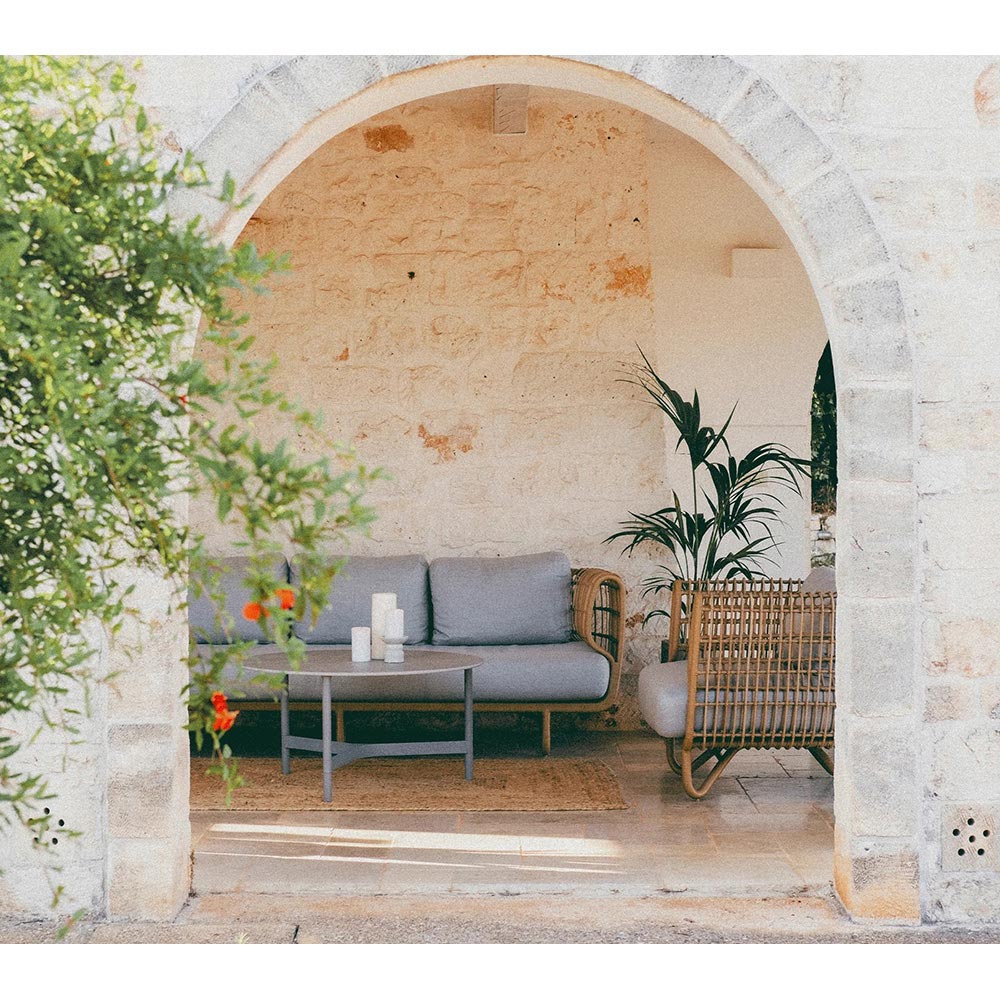 Nest Outdoor 3 Seater Sofa - White Cushions, White Weave Frame | Rouse Home