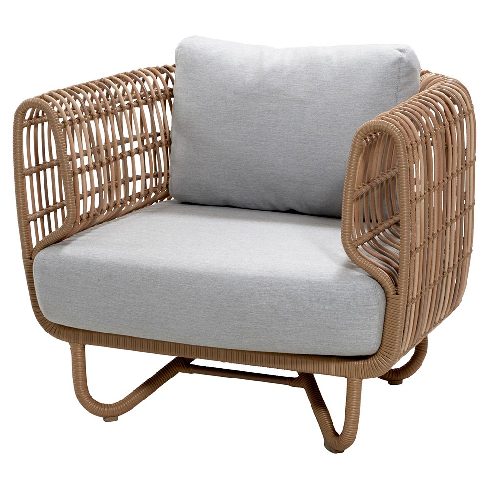 Nest Outdoor Lounge Chair - Light Gray Cushions, Natural Weave Frame