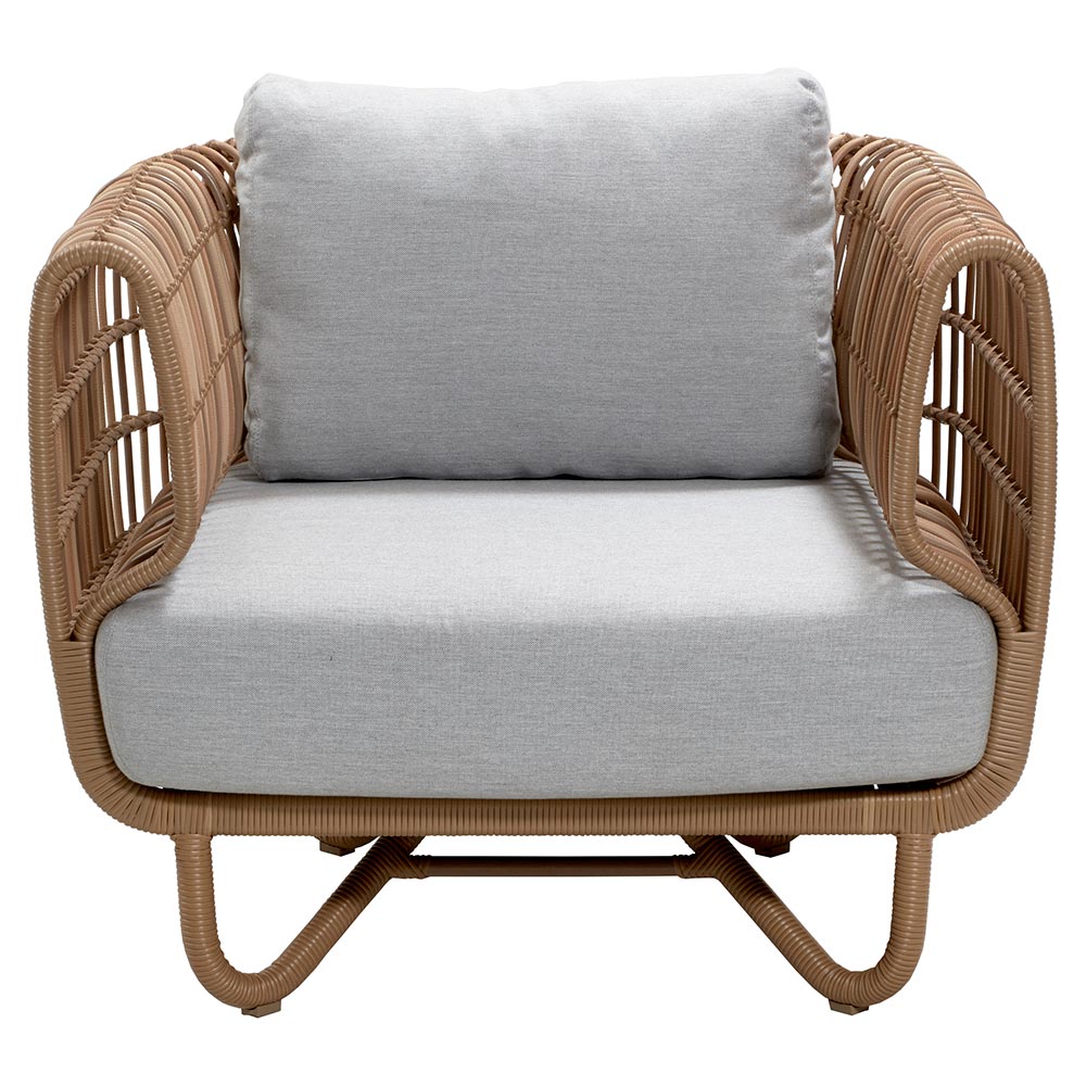 Nest Outdoor Lounge Chair - Light Gray Cushions, Natural Weave Frame