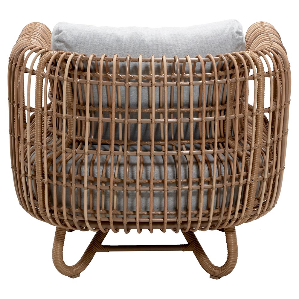Nest Outdoor Lounge Chair - Light Gray Cushions, Natural Weave Frame