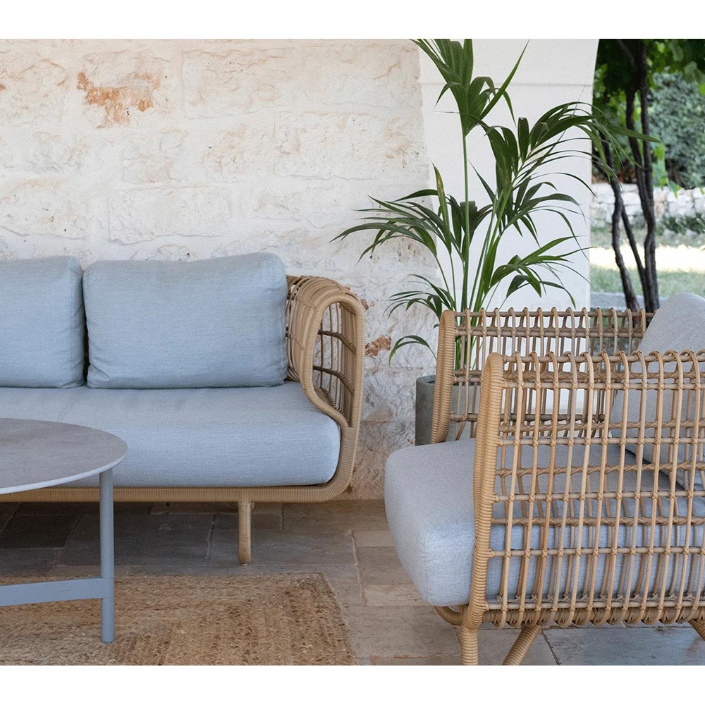 Nest Outdoor Lounge Chair - Light Gray Cushions, Natural Weave Frame