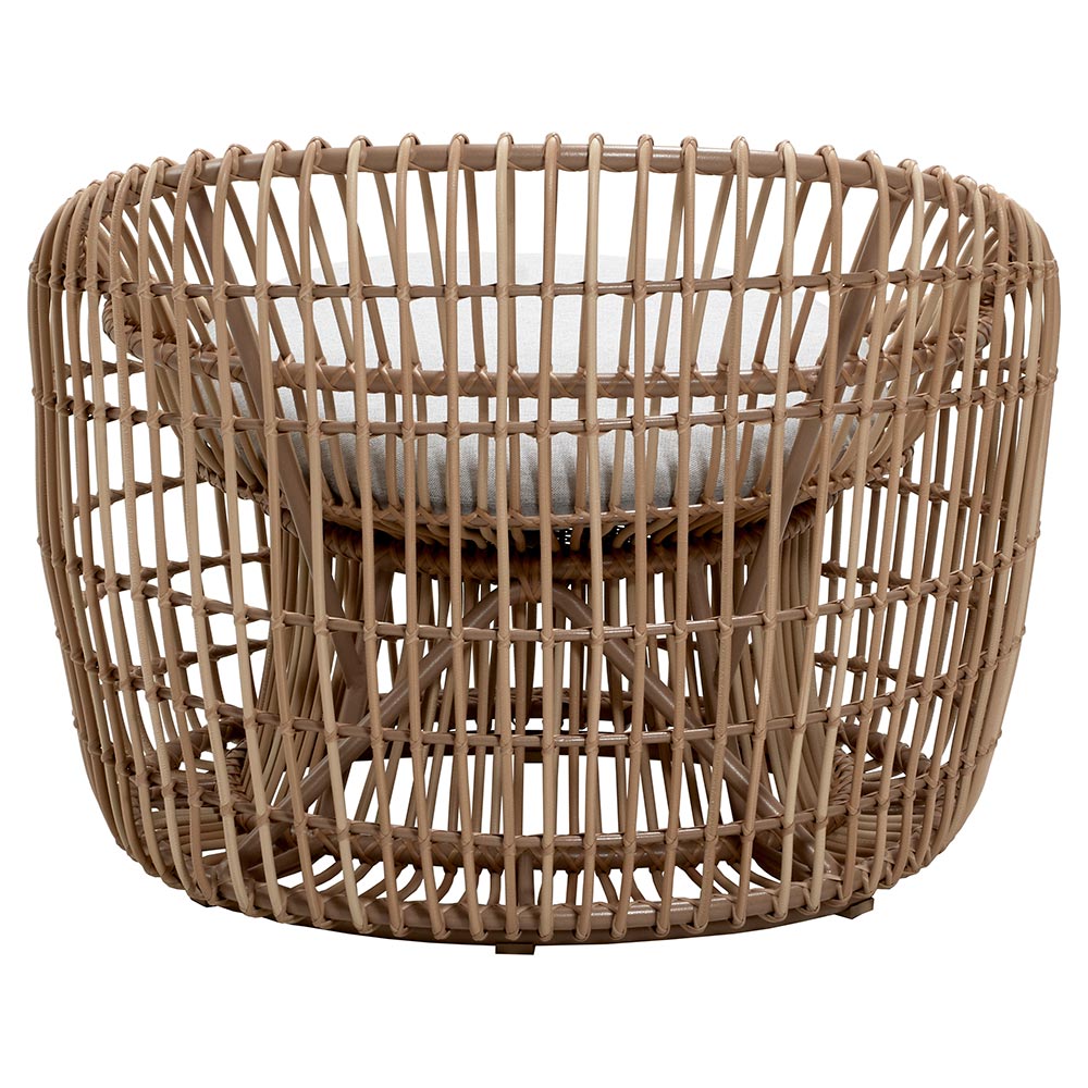 Nest Outdoor Round Chair - Light Gray Cushions, Natural Weave Frame
