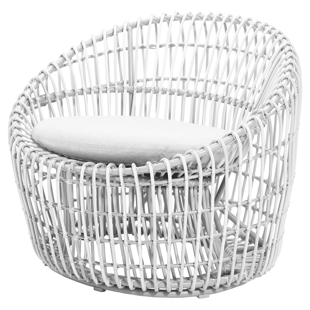 Nest Outdoor Round Chair - White Cushions, White Weave Frame