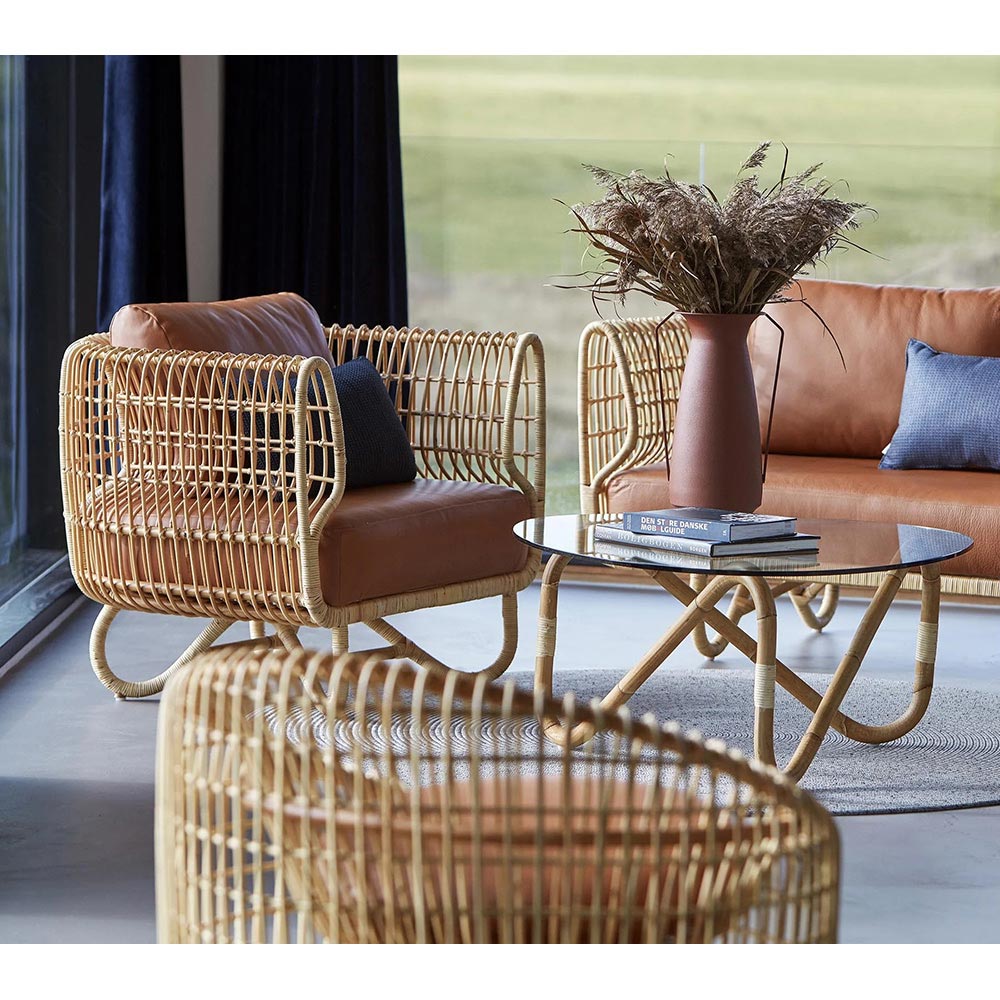 Nest Round Chair Cognac Leather Cushions 3 | Rouse Home