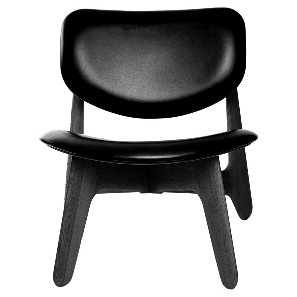 Slab Lounge Chair - Black Oak, Black Leather